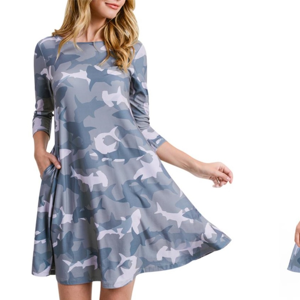 Style Clad Women's 3/4-Sleeve Shark Dress